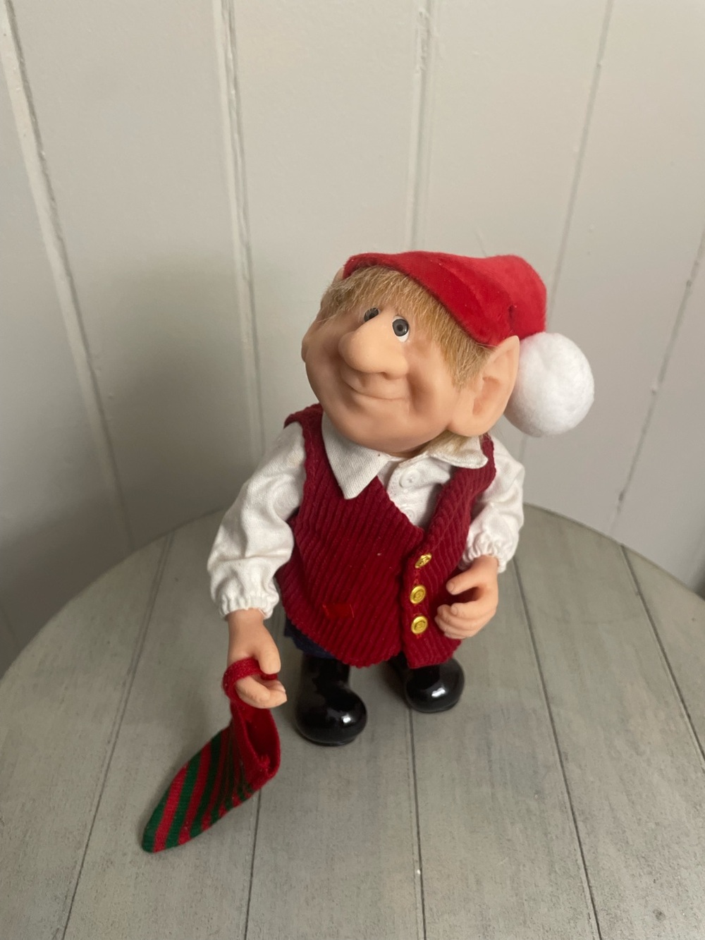 Zims themselves Festive Red Elf Figurine with Stocking - Home Accent